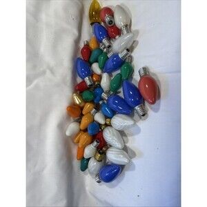 45 Vintage Glass Christmas Multicolor Mid Century Light Bulb Lot C-7 1/2-C9 1/2